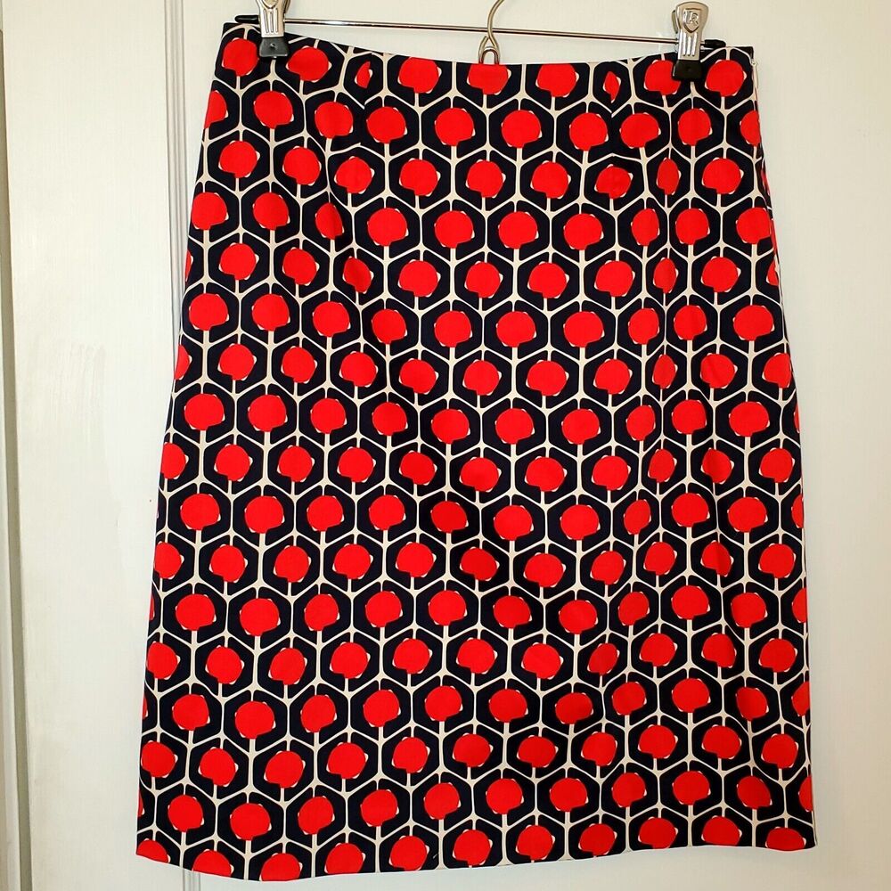 Vintage Doncaster Geometric Pencil Skirt Size 2 1970's Fashion Red White Blue